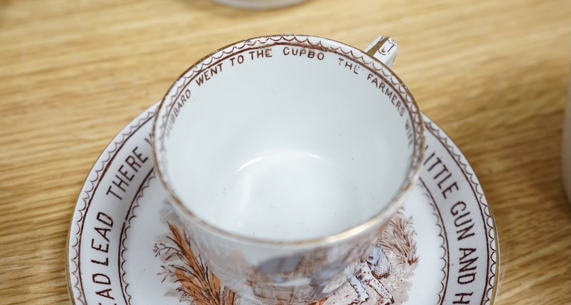 A Late 19th Century Whittaker & Co ‘Nursery Rhymes’ fifteen piece miniature tea service, Hanley, circa 1888. Condition - good